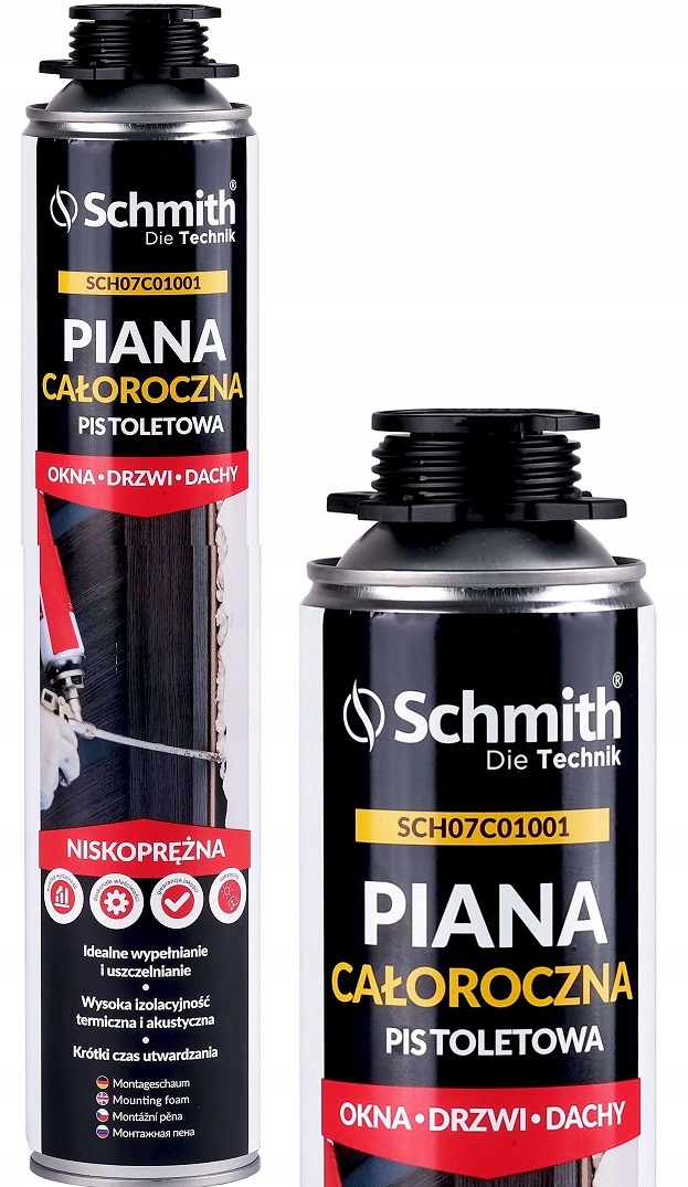 PIANA MONTAŻOWA PISTOLETOWA CAŁOROCZNA 750ml PIANKA FPU-2 SCHMITH