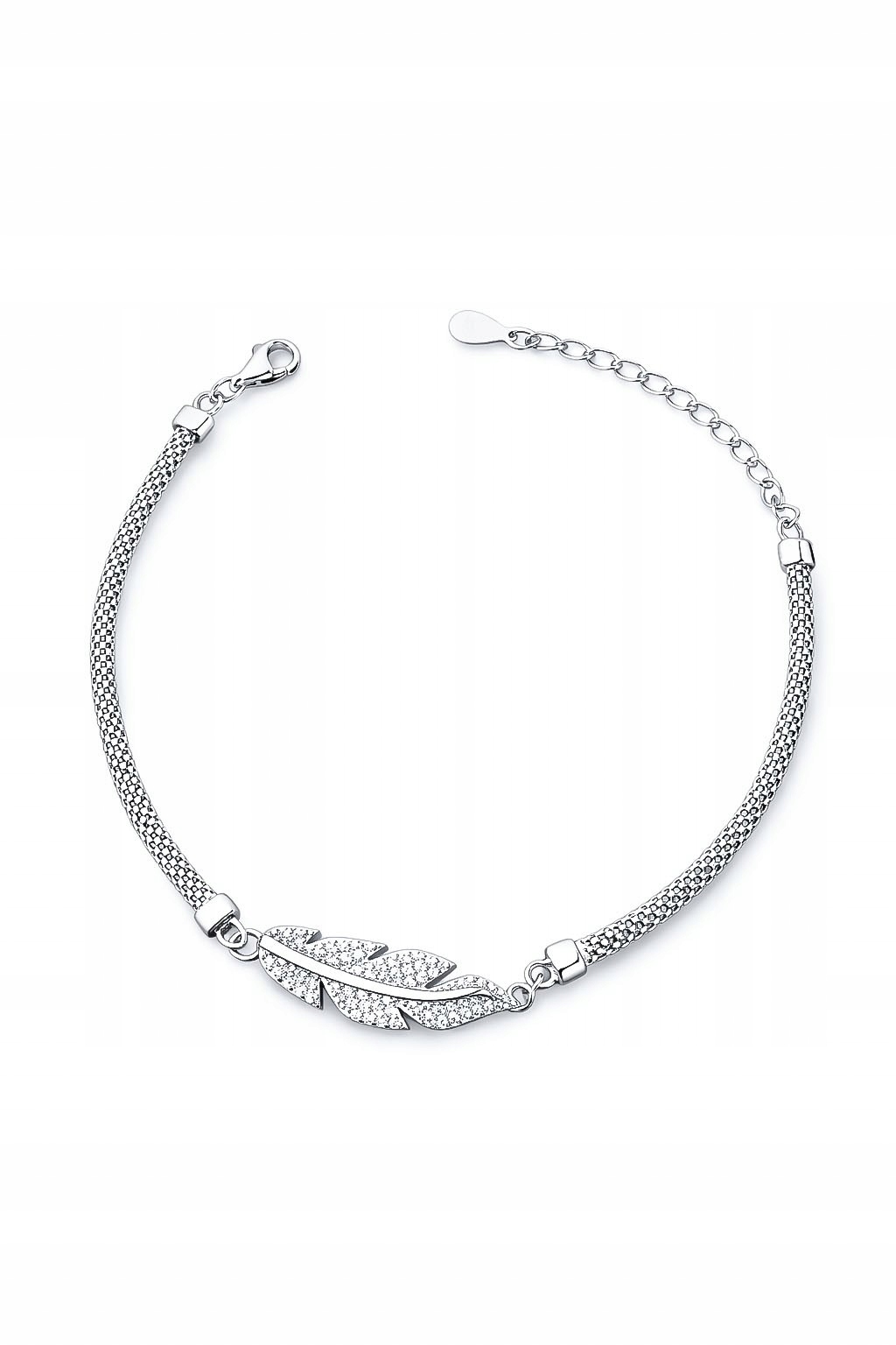 Stříbrný náramek Bismarck s nastavitelným perem a zirkony