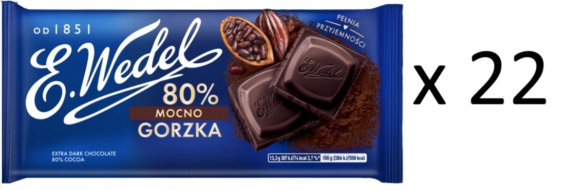Levně E.Wedel Čokoláda Silně hořká 80% 22 ks x 80 g