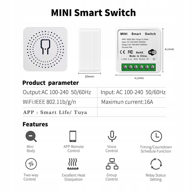 

Sterownik Wifi 230V 16A Smart Life Smart Switch