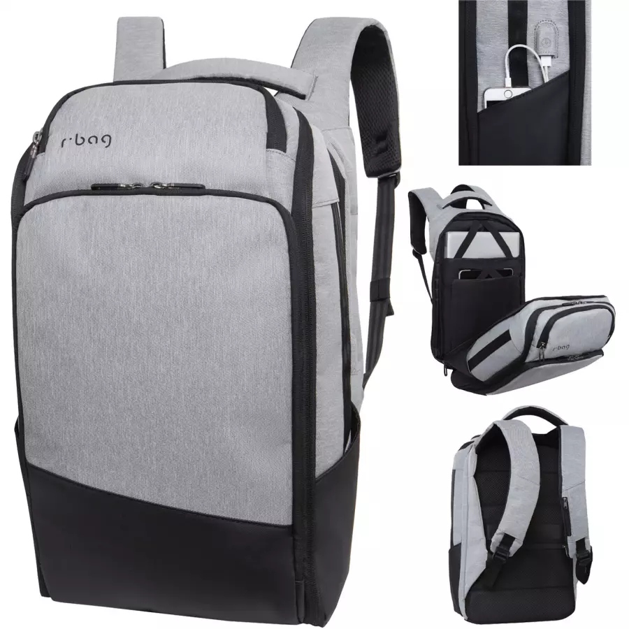 R-bag Batoh Pánský Na Notebook 13-15,6" Tablet s Usb Forge Grey