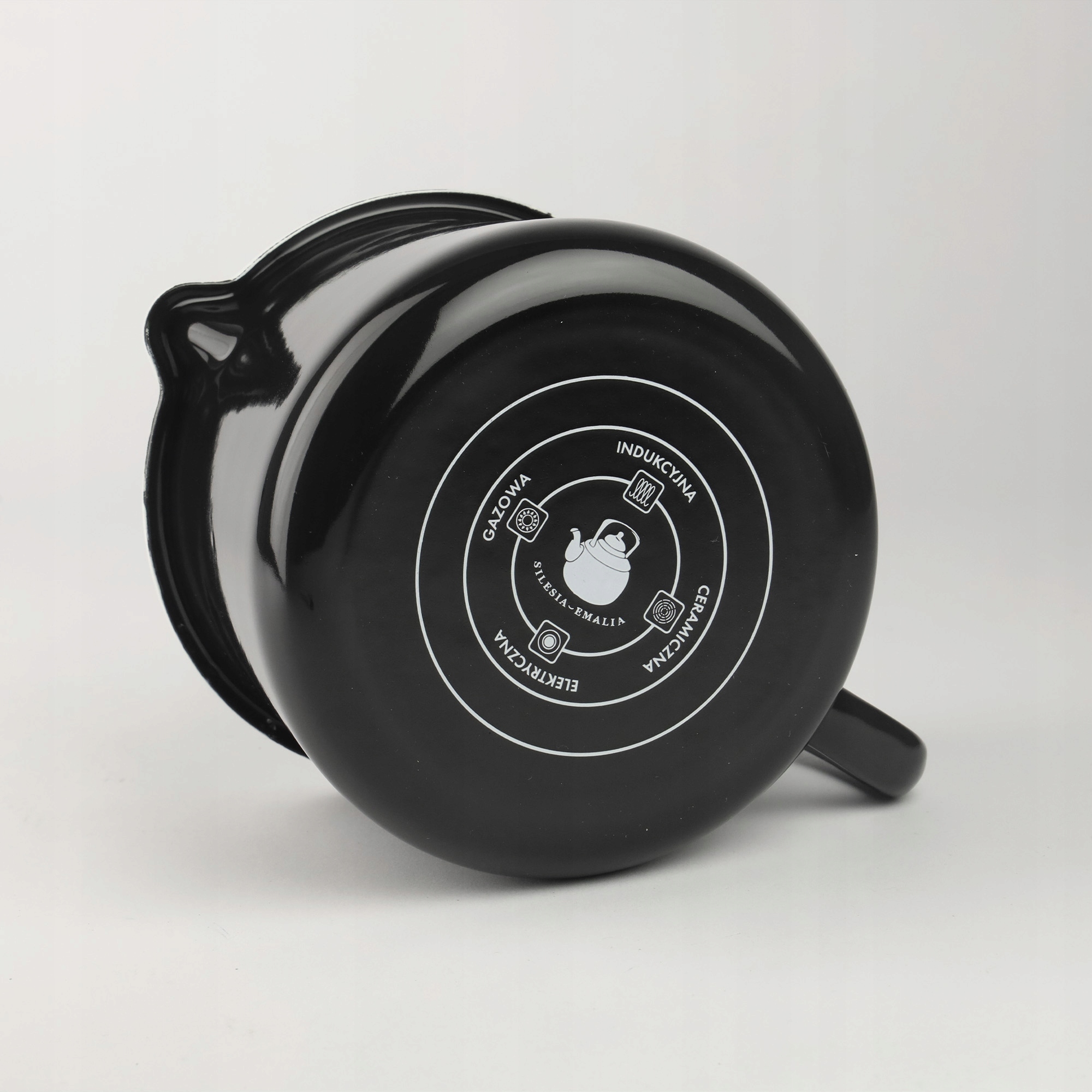 EMALIOWANY KUBEK Z WYLEWKĄ DZBANUSZEK NA KUCHENKĘ Z DZIÓBKIEM 1,7L CZARNY