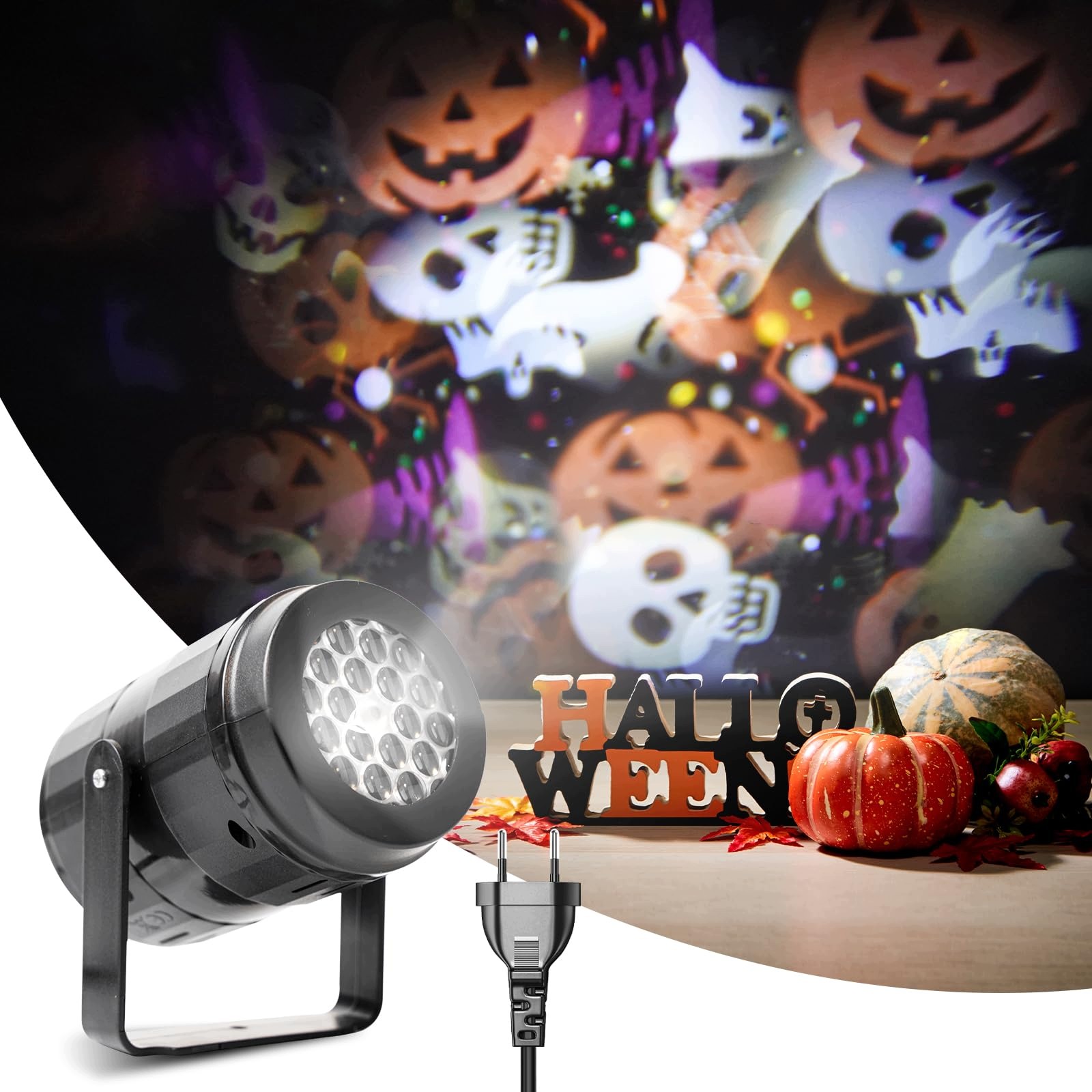 Projektor Halloween Led 16 Vzorů 4W Otočný 270° Dynamické Efekty