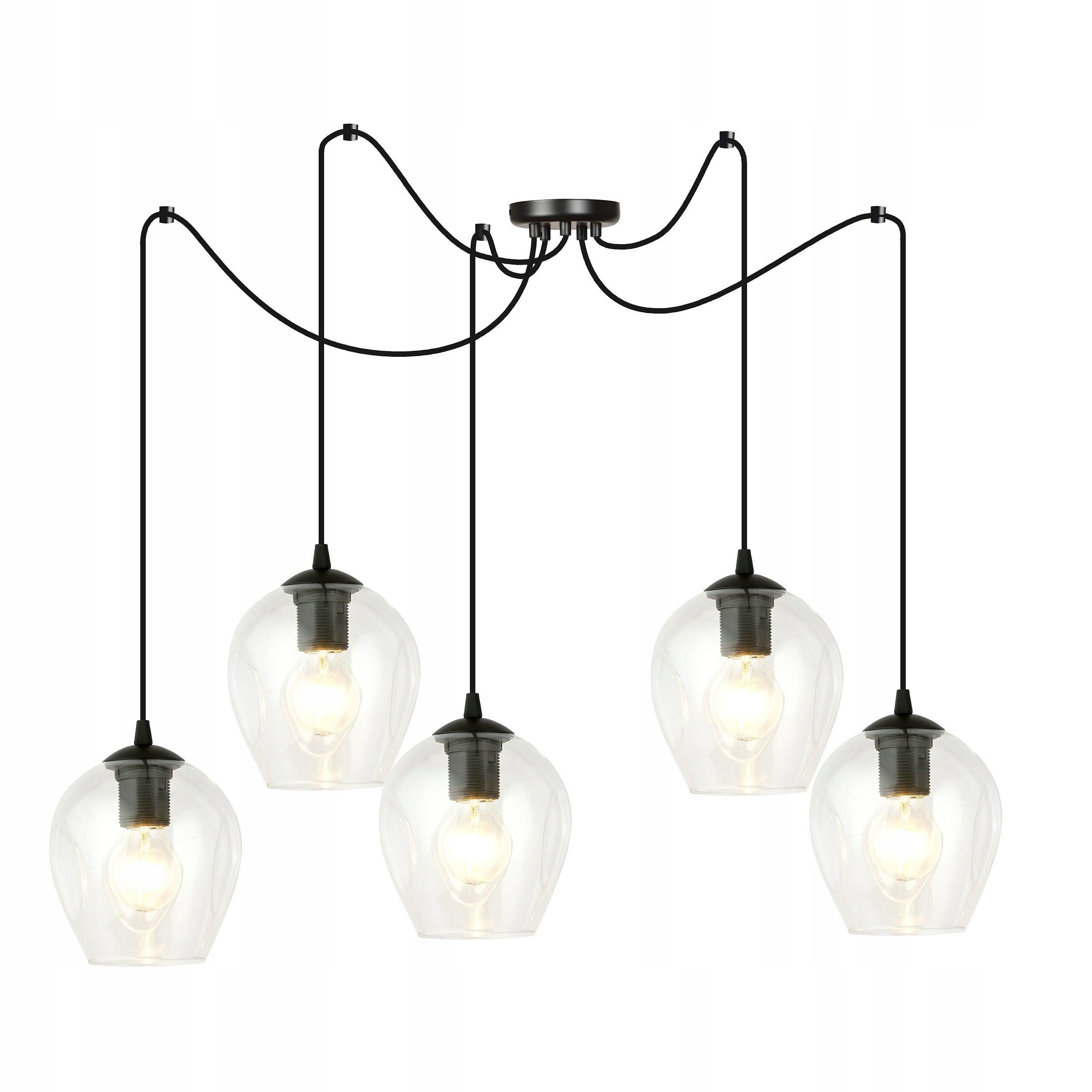 Lampa do kuchyně a studia, různé rozestupy, pavouk Level, průhledné sklo