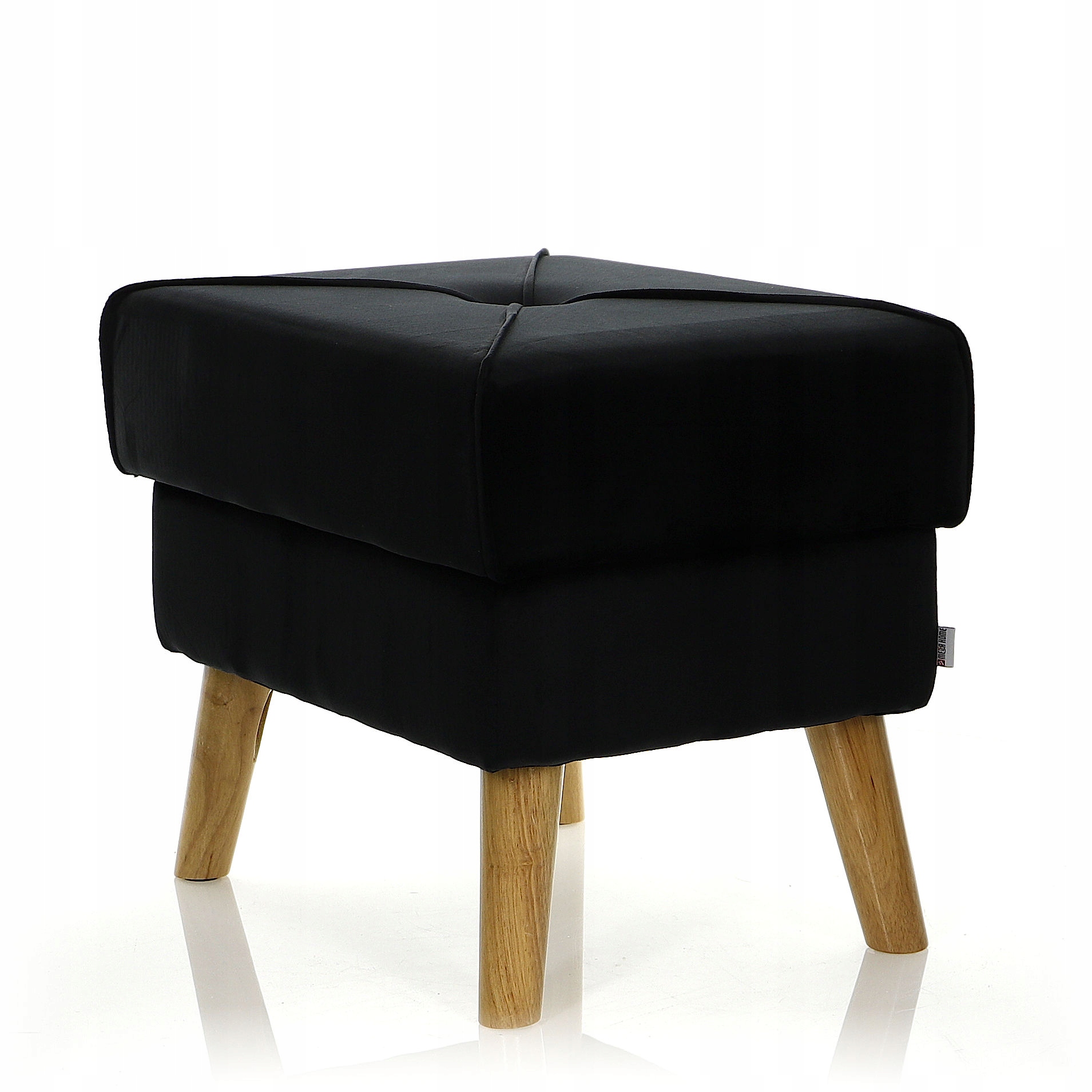 Pufa Welurowa Drewno Czarna Welur OTWIERANA 38cm Typ tapicerowana