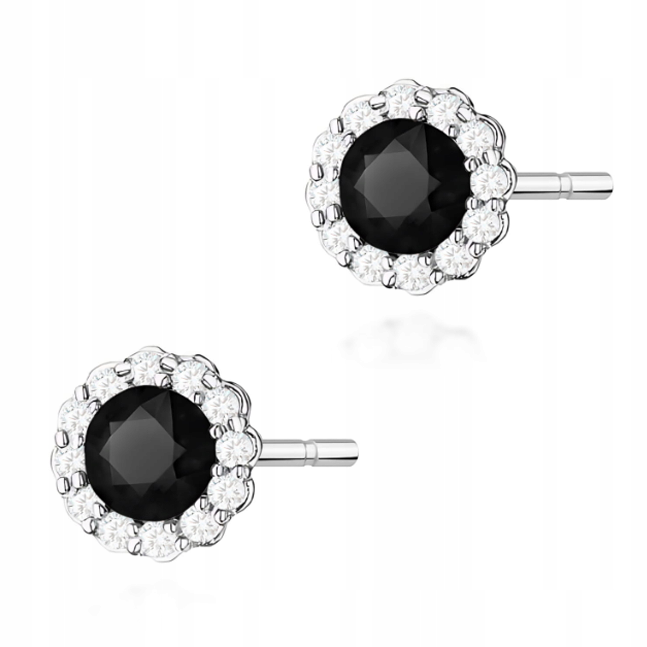 Zlaté náušnice 585 S Černým Briliantem 2g s diamanty pro ni 14k