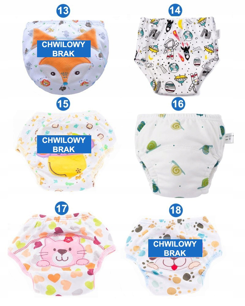 3 X MAJTKI PIELUCHY TRENINGOWE + 3 X WKŁADY DO PIELUCH TRENINGOWYCH PIAMBO Kolor brązowy
