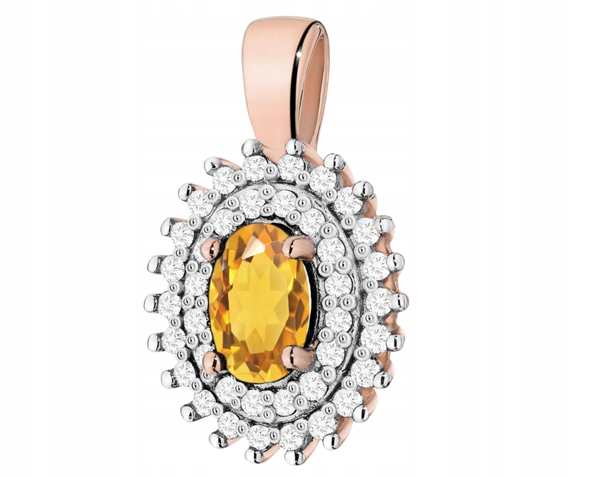 Růžové Zlato Přívěsek Brilianty Diamanty Citron 585 Dárek Gravírování