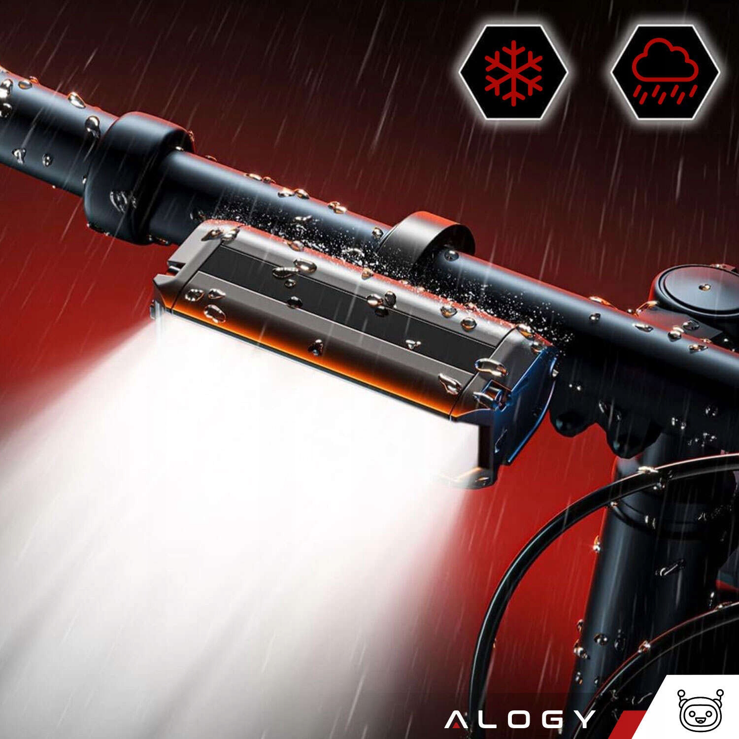 LAMPKA ROWEROWA ŚWIATŁO PRZÓD LED NA ROWER KIEROWNICĘ MOCNA USB JASNA Marka Alogy