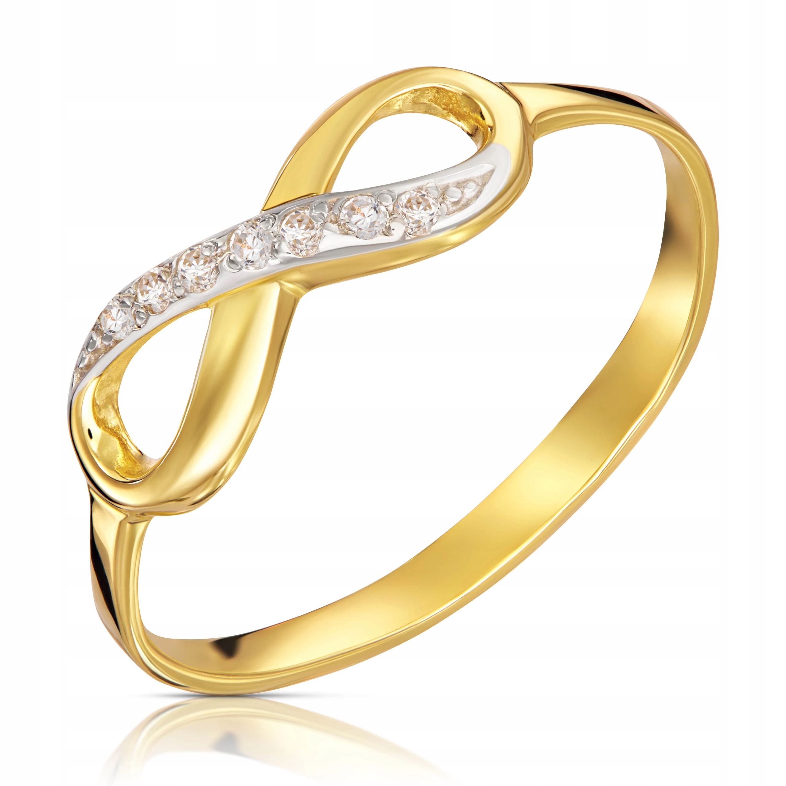 Zlatý Prstýnek 585 Nekonečno Protkaný Kameny Zirkony VEL.20