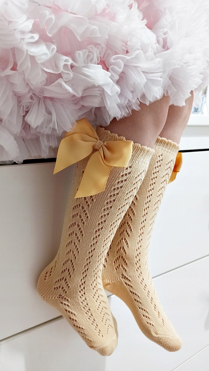 AŻUROWE podkolanówki skarpetki BEŻOWE 80-86-92 1-2 Marka Inna marka