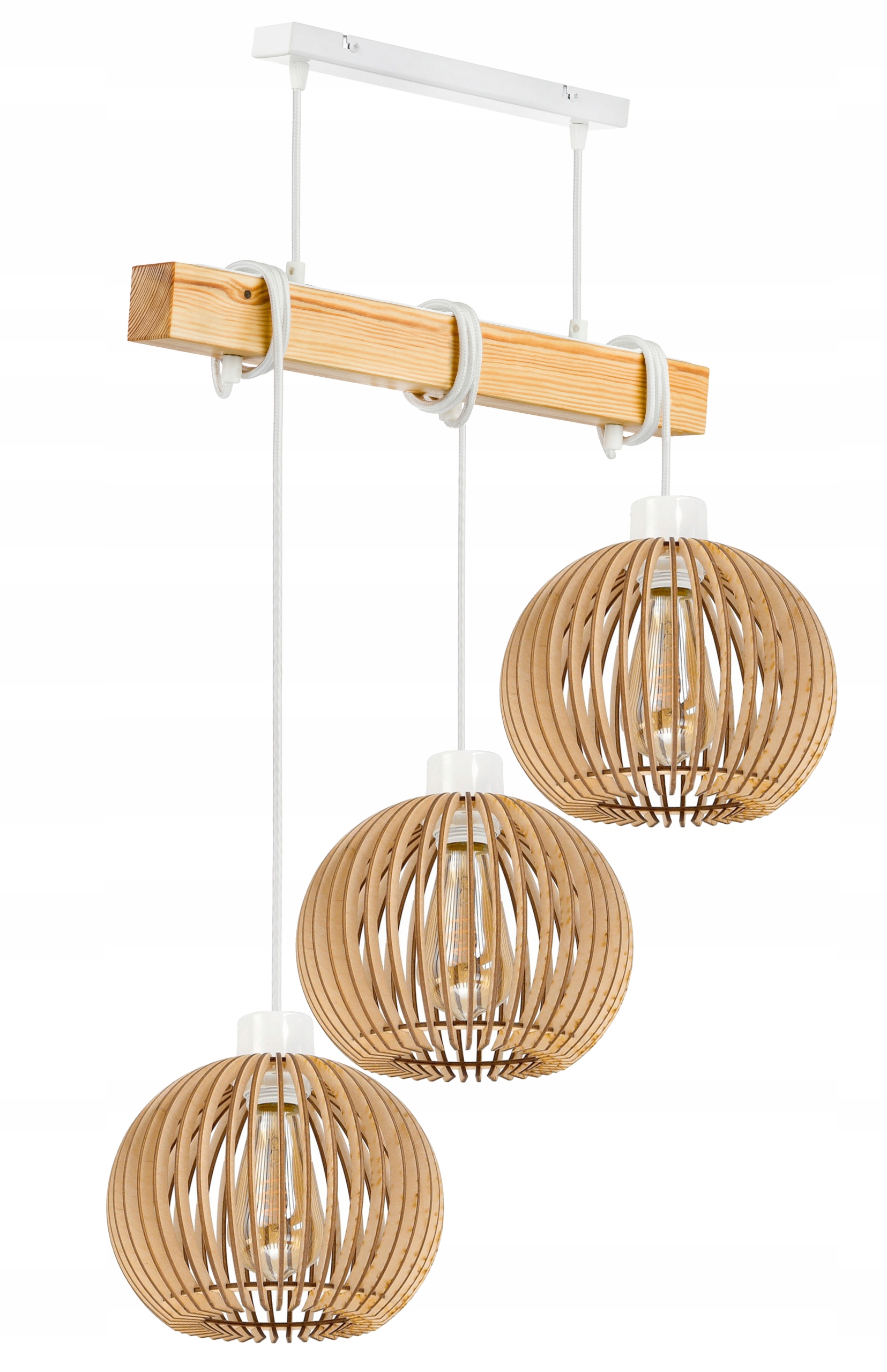 Dřevěná závěsná stropní lampa Lustr Zwis Loft Kula Dřevo E27