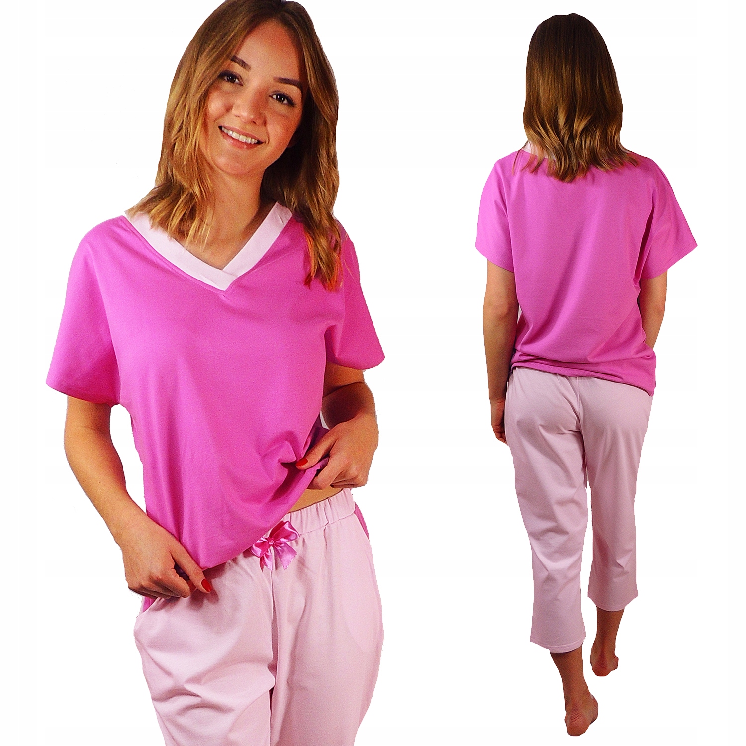 Piżama damska z rybaczkami 3/4 szyta w Polsce S