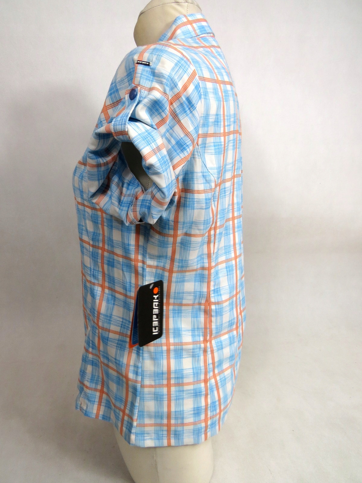 Koszula krótki rękaw w kratę SPORTOWA ODDYCHAJĄCA PREMIUM Outdoor ICEPEAK L Kolor dodatkowy niebieski