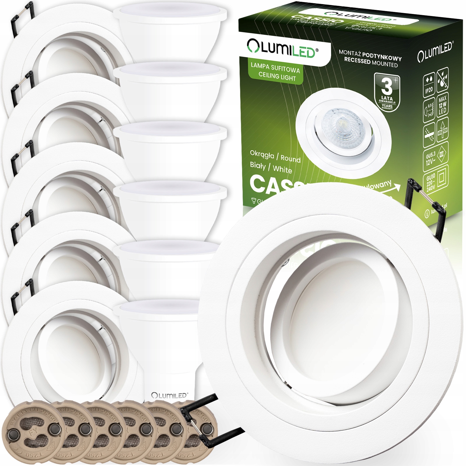 6x Halogenové podomítkové svítidlo Stropní Svítidlo Pohyblivá Led GU10 6W