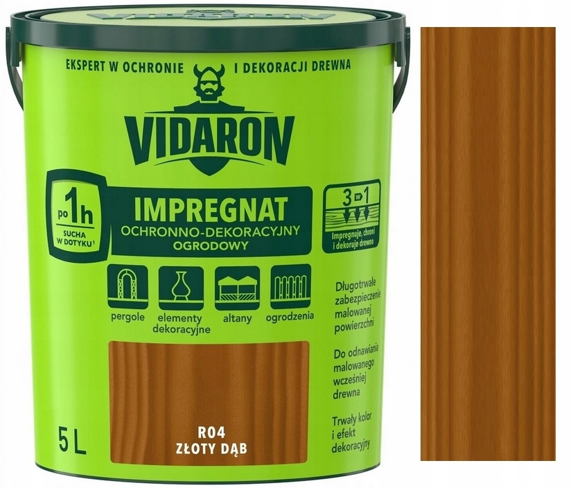 Vidaron Impregnat Ogrodowy Ochronny Do Drewna R04 Złoty Dąb 5L
