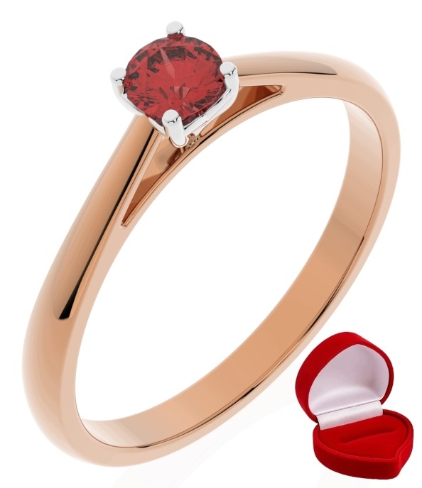 Zlatý Prstýnek 585 14k Rubín 0,24 ct Růžové Zlato R15