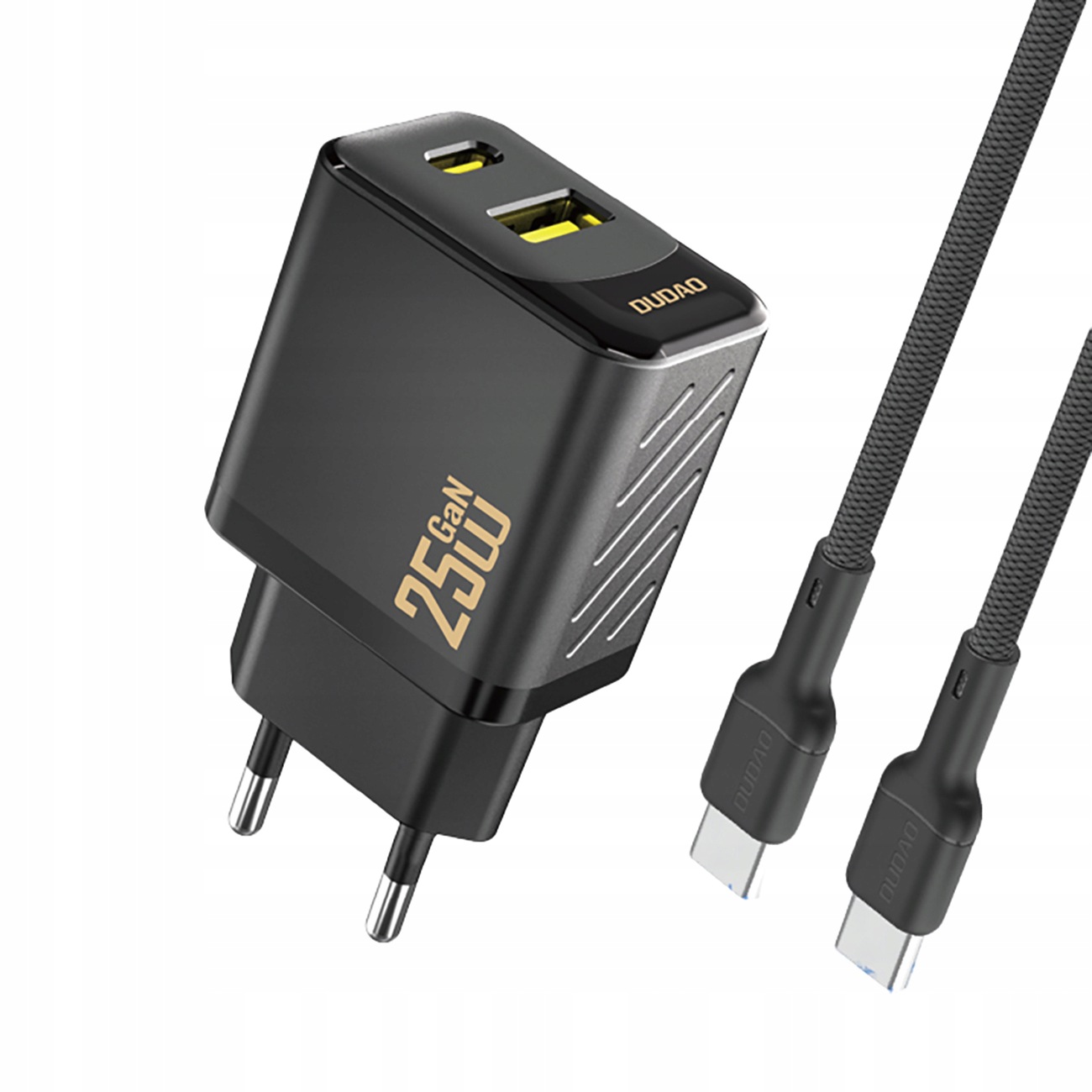 Ładowarka sieciowa Dudao Pd Qc 25W GaN Usb-a Usb-c z kablem Usb-c czarna