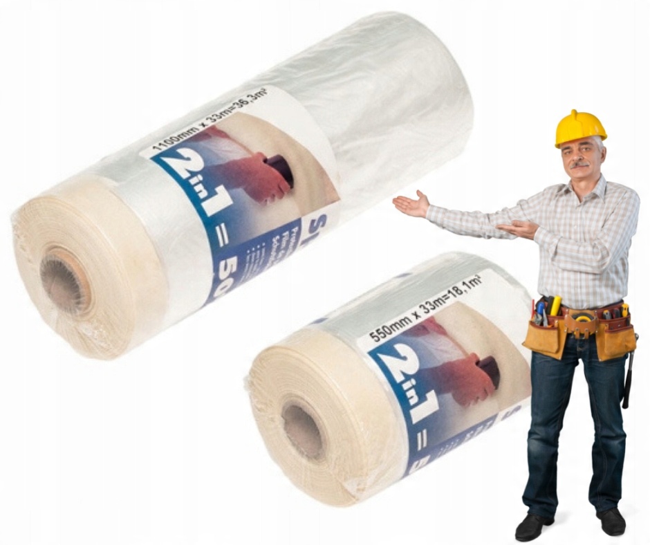 

Folia z Taśmą Klejącą Malarska 180 cm x 20 m
