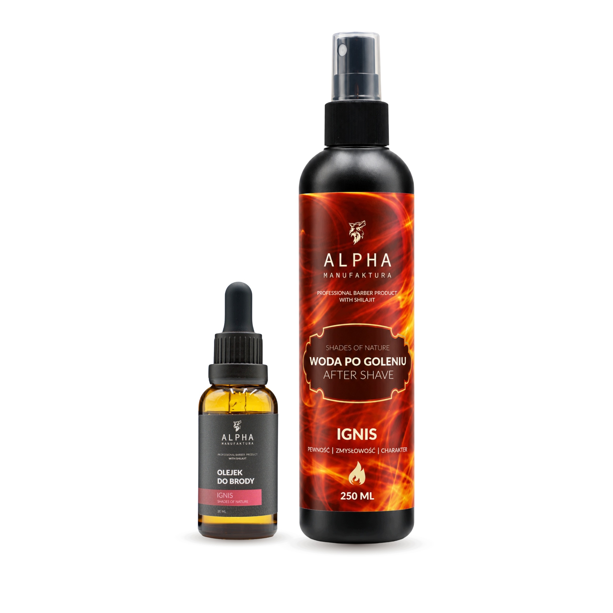 Zestaw Ignis Olejek do Brody 30ml Woda po Goleniu 250ml Alpha Manufaktura