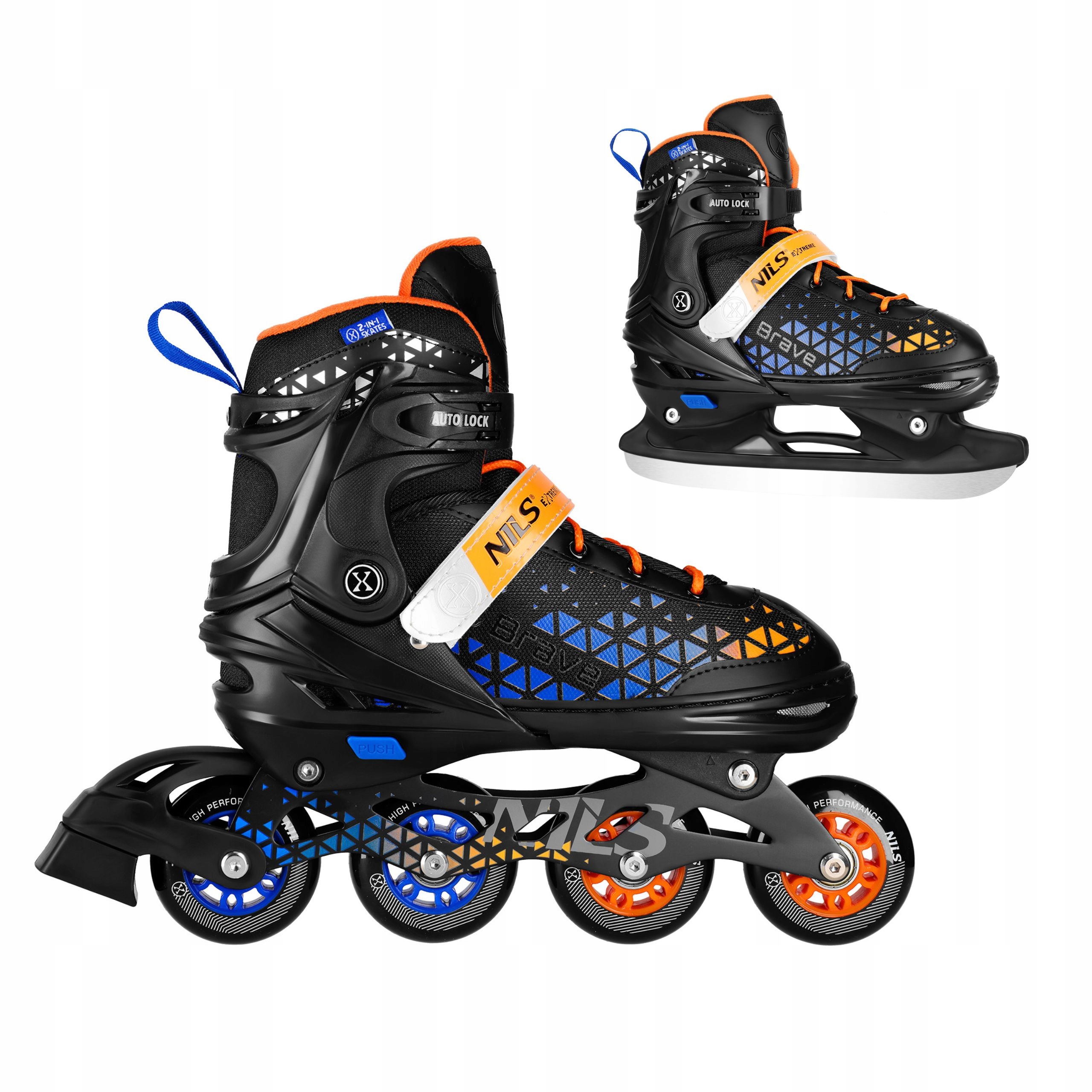 Łyżworolki regulowane 2w1 L 39-43 łyżwy hokejowe niebieskie Nils Extreme