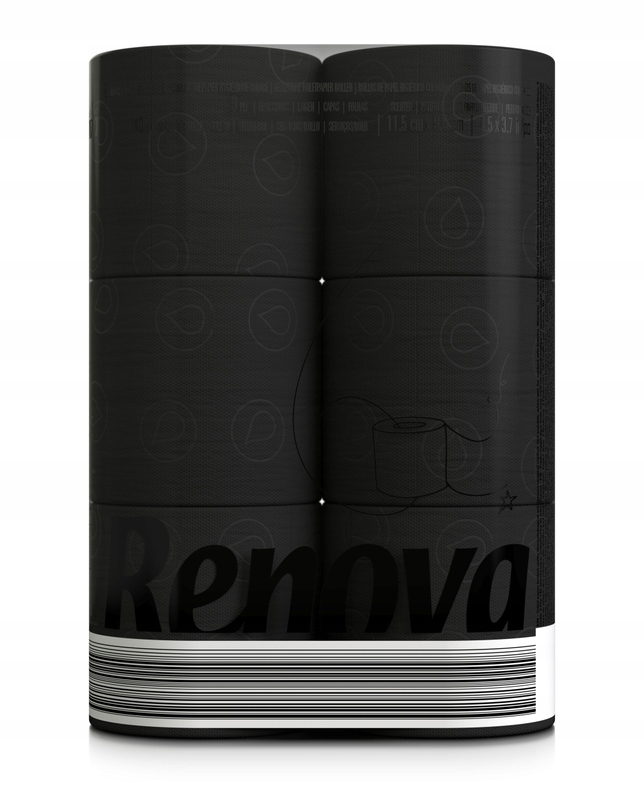 

Czarny Papier Toaletowy Premium Renova 6 rol
