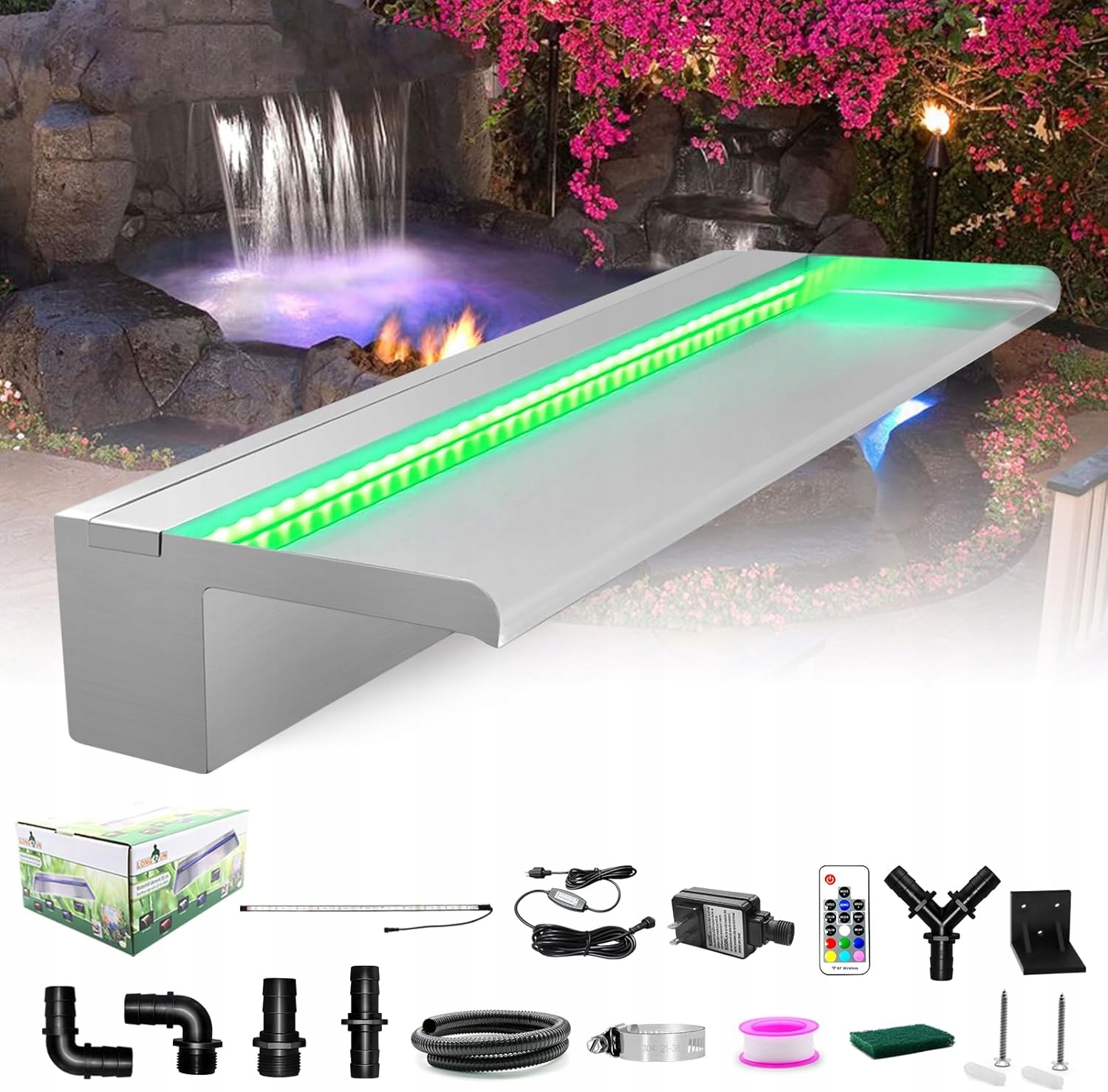 Kaskáda Vodopád 90 CM Bazénová Fontána S Led Svetlami
