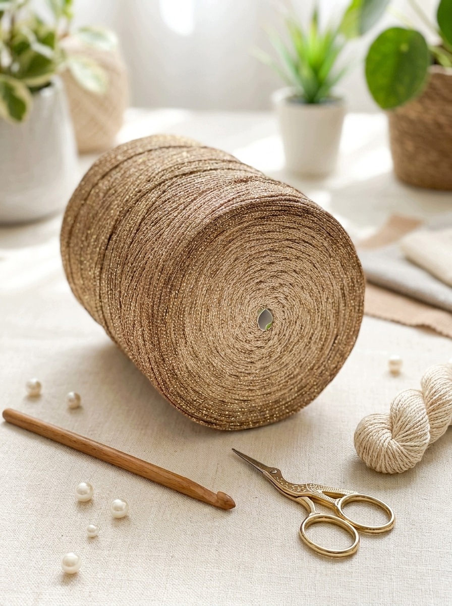 Polyesterová šňůra ombre plochá 5 mm 250 m světle béžová/cappuccino/ecru