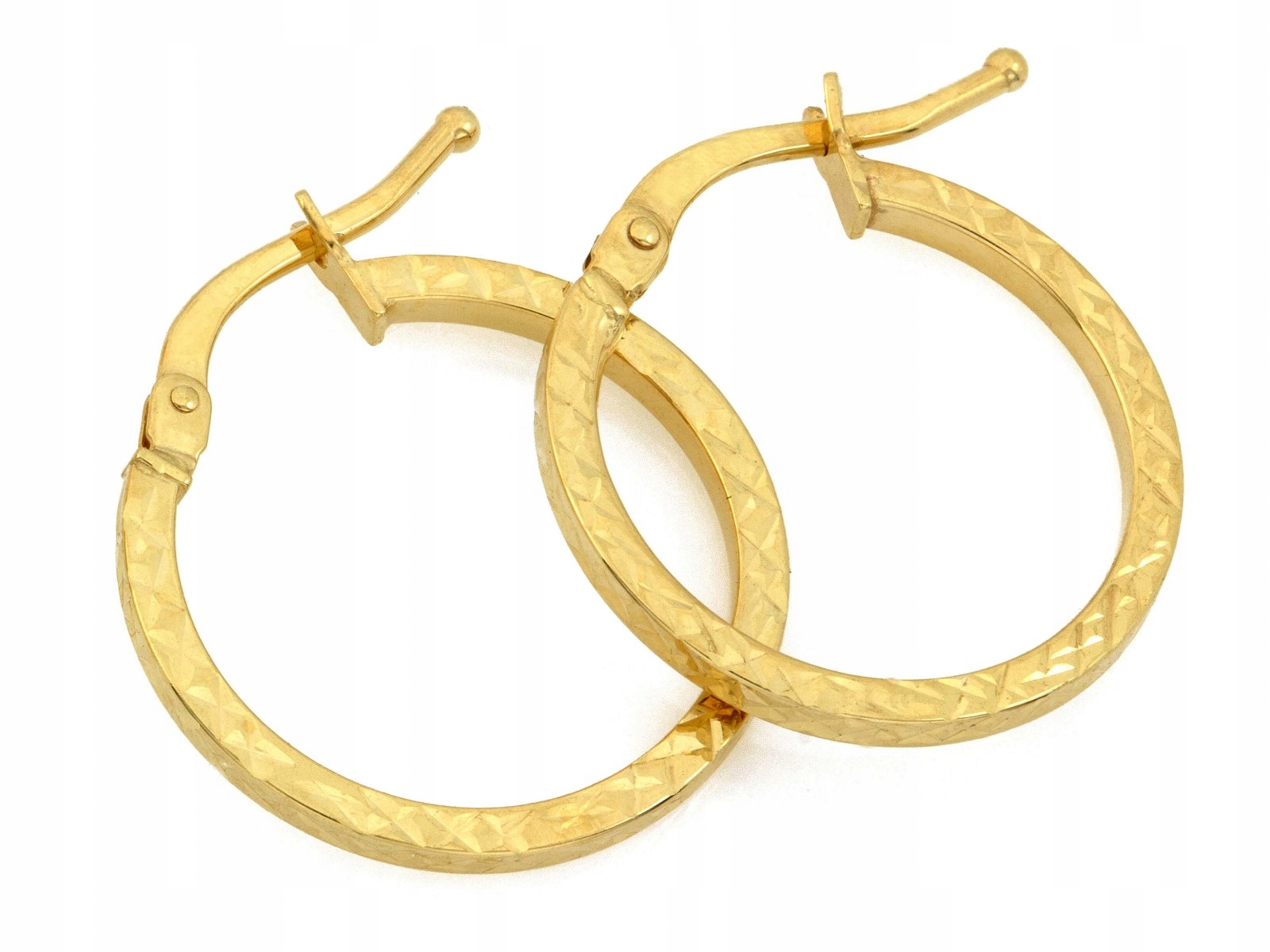 Dámské náušnice ze zlata 585 kolo anglické módní zapínání efektní 14k