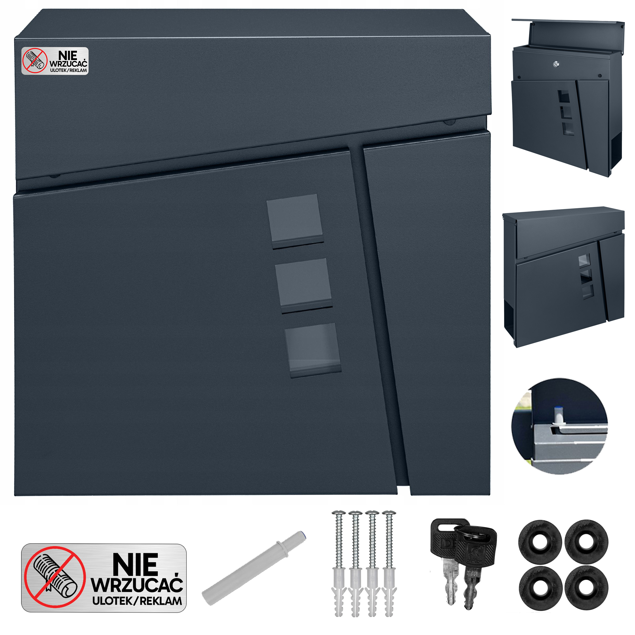 Poštovní Schránka Poštovní Antracit S Novinami Tichý Domeček Velká RAL7016