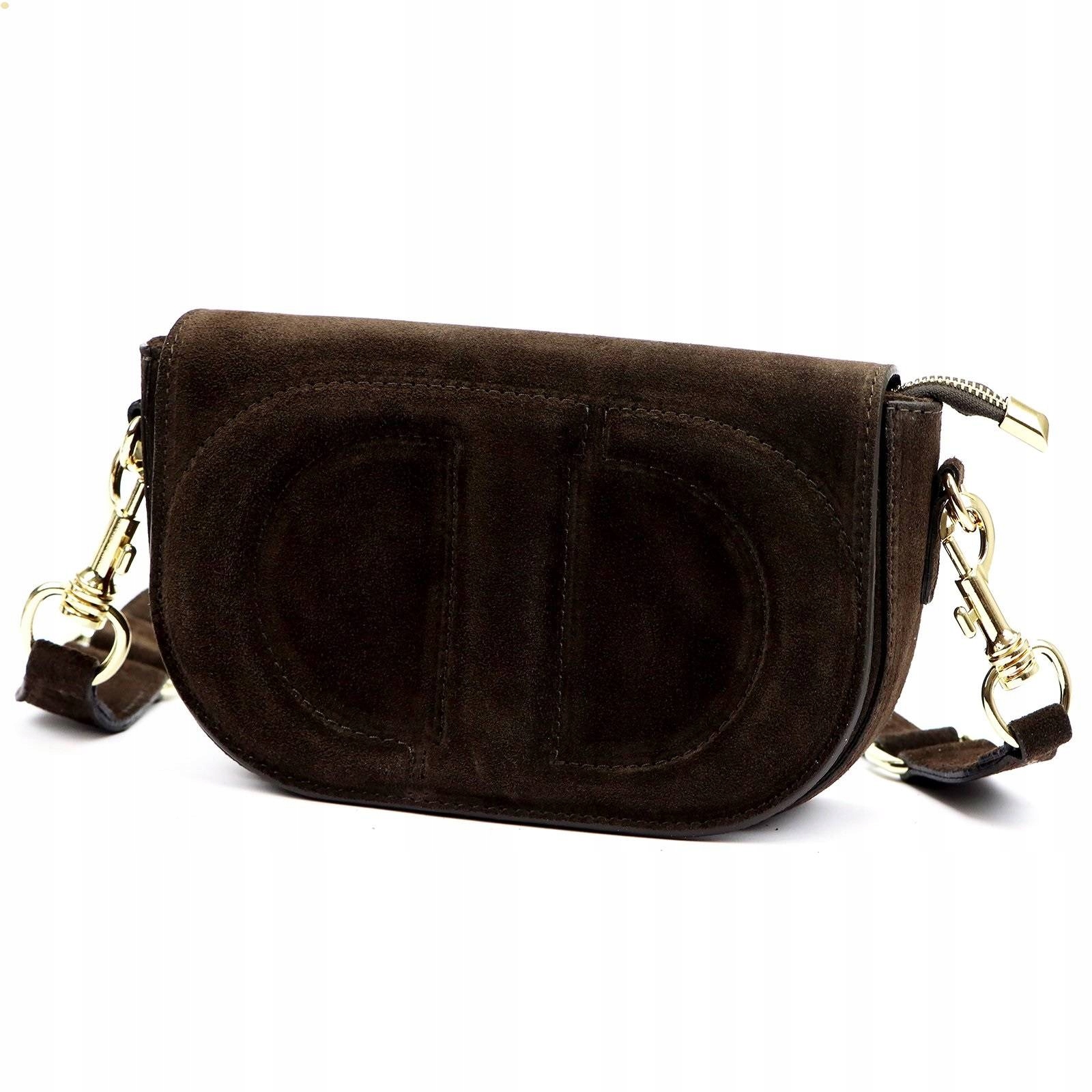 Čokoládová semišová dámská kabelka Přes Rameno Vera Pelle, hnědá semišová barva