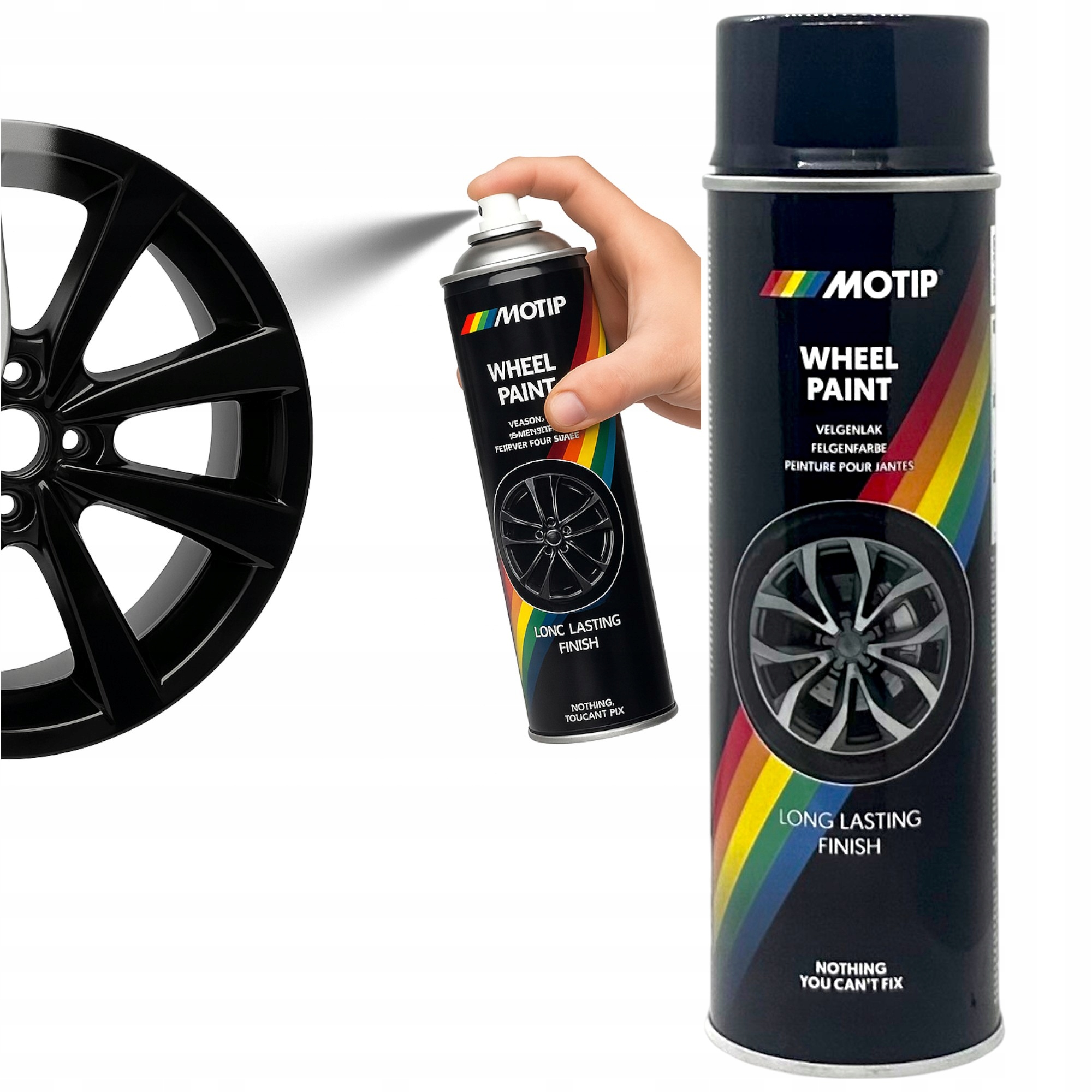 Motip Lakier Akrylowy do felg Czarny Połysk Spray 500ML