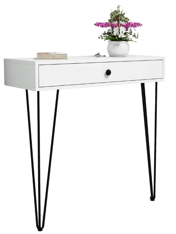 KONSOLA SZUFLADĄ 90cm LOFT PRZEDPOKOJU Surowy Styl Salonu Biała Praktyczna