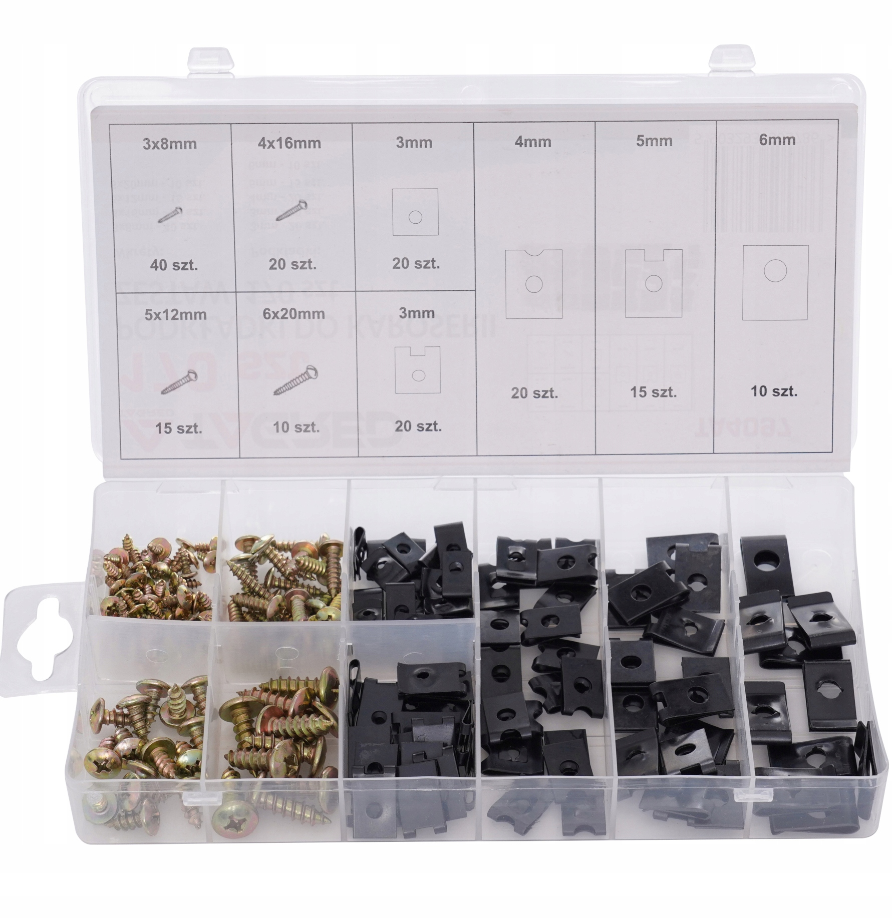 

Wkręty Podkładki Do Karoserii MIX Zestaw 170 Sztuk