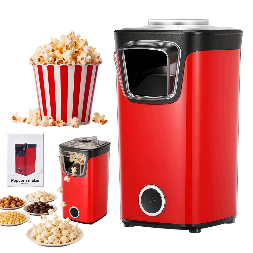 Popcorn Maker na horký vzduch 1100 W červený 3 minuty bez tuku