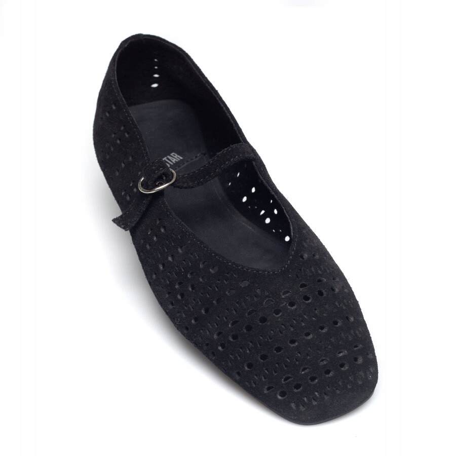 Big Star Dámské baleríny z přírodní semišové kůže černé TT274451 906