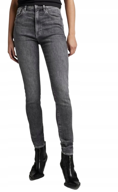 G-star Raw Úzké Nohavice Džíny Vysoký Pas Dlouhé Šedé 32/34 Jqe