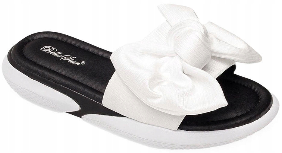 

6500 Białe Klapki Damskie Z Kokardą Wygodne 38