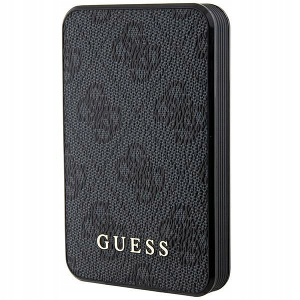 Guess Powerbanka 15W GUPB5LP4GEGK5000mAh černá/černá 4G Leather Metal Logo