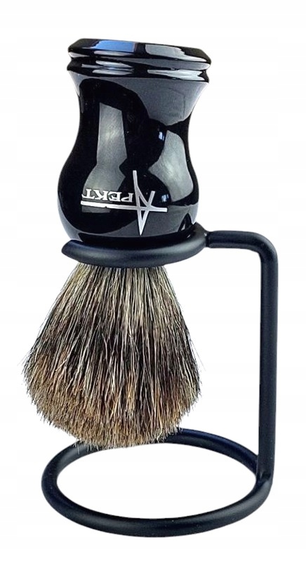 Štětka na holení Přírodní štětiny Stojan kovový Stabilní černý set