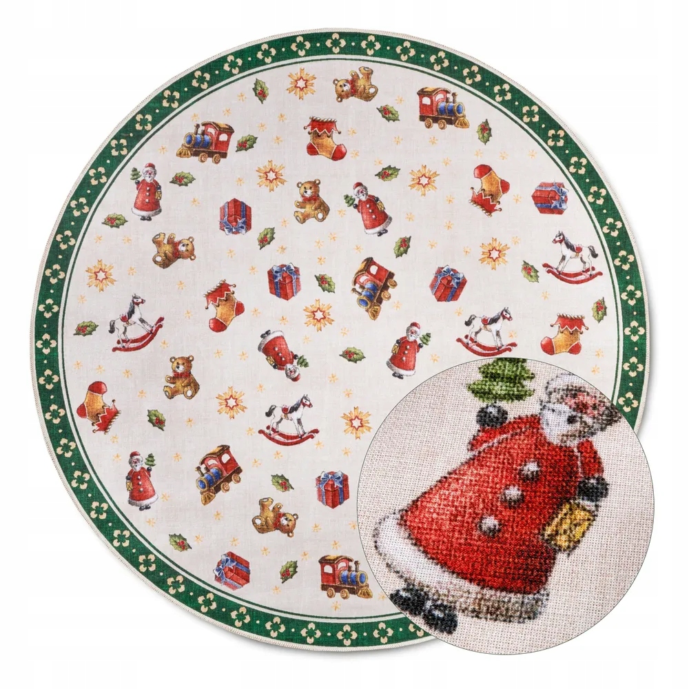 Koberec pod vianočný stromček okrúhly 150 cm, protišmykový, plocho tkaný