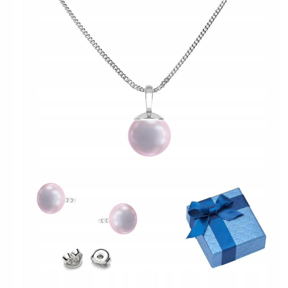 Stříbrný komplet 925 náušnice přívěsek s perlami Swarovski 8/10 mm Idrr