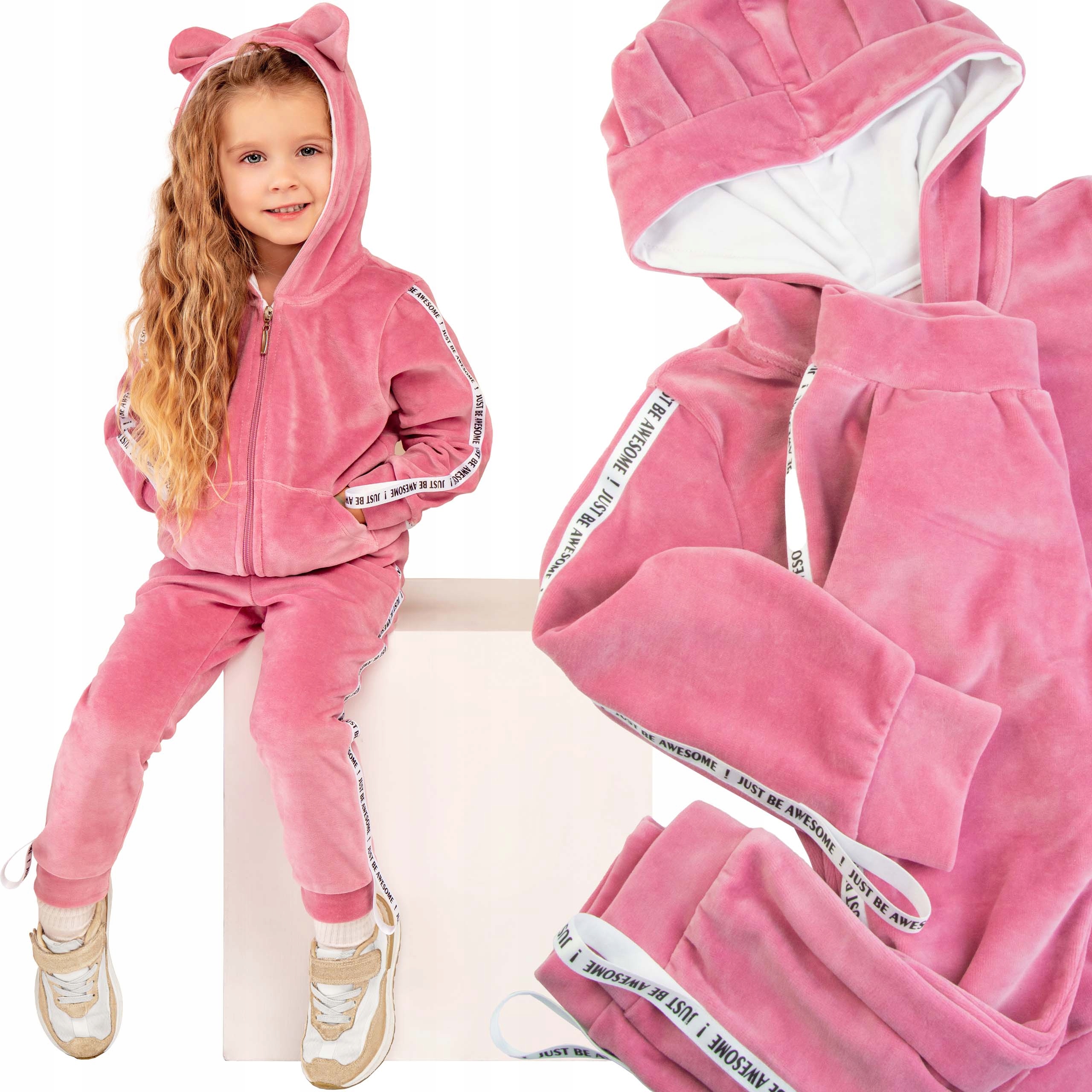 

Dres Welurowy dziewczęcy Bluza Spodnie Dresowe 98