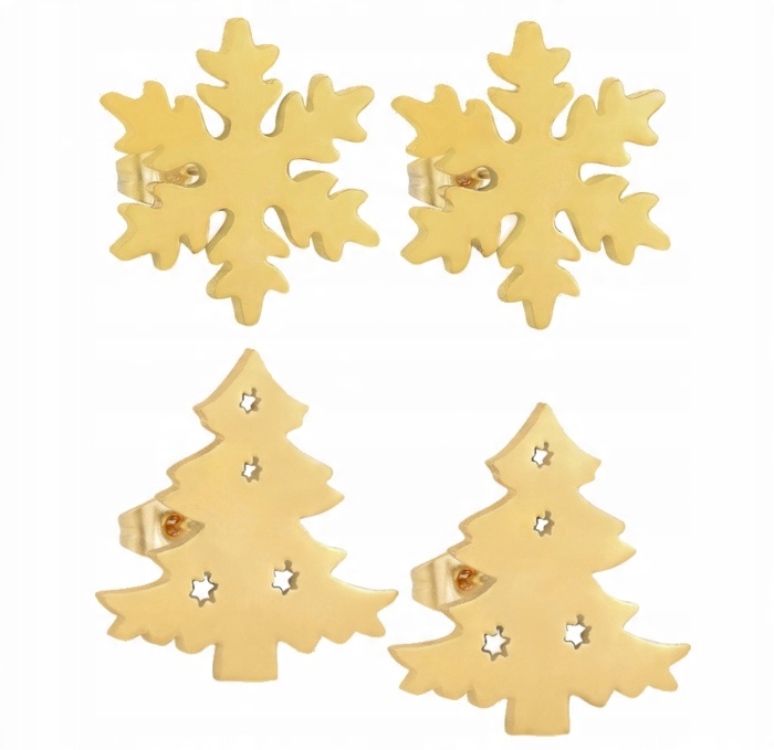 

Kolczyki Złote 2 Pary Stal 316 L Christmas Pudełko