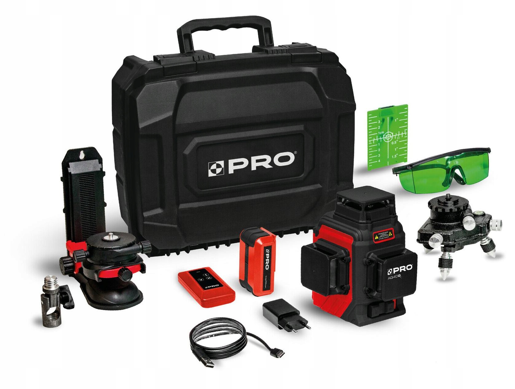 Křížový víceřádkový laser AQ3DG Sada Plus zelený paprsek Pro