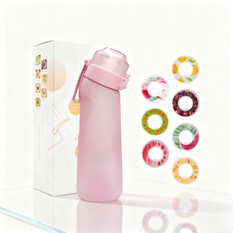 lahev na pití 650 ml nerozbitný matný růžový s 7 vonnými kroužky