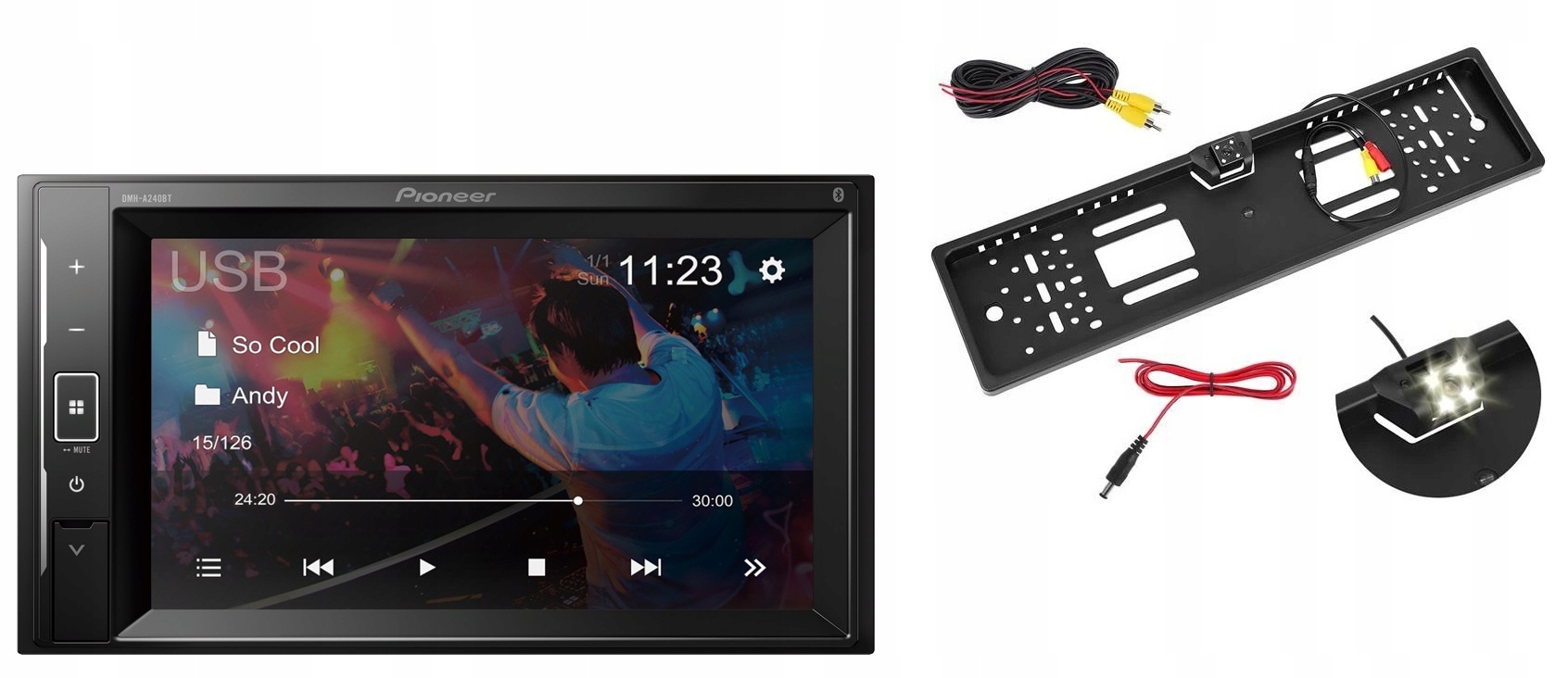 Pioneer DMH-A240BT 2DIN autorádio cúvacia kamera v rámčeku tabule