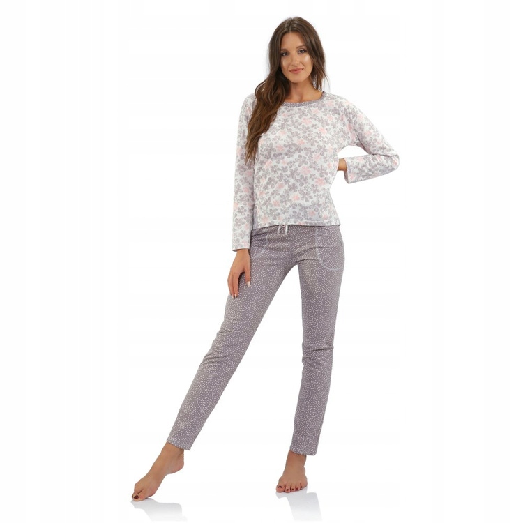 Dámské pyžamo Sesto Senso Agnieszka Long béžová s puntíky