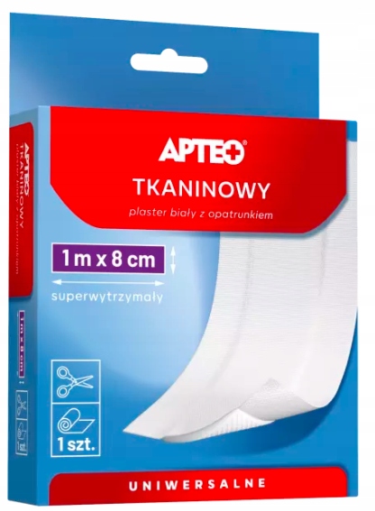 

Tkaninowy plaster z opatrunkiem Apteo 1m x 8 cm
