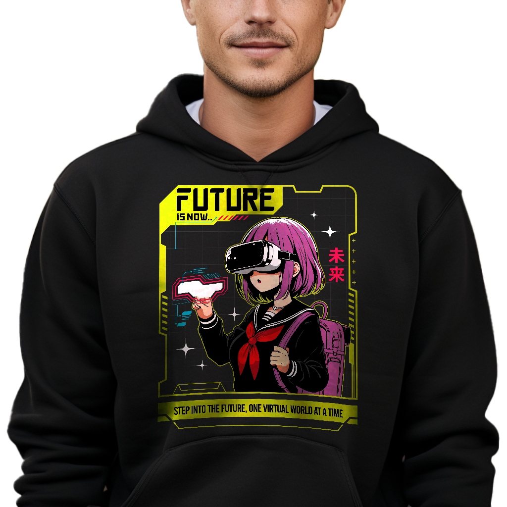 Mikina S Kapucí Pro Mládež Černá XXL Japonský Anime Vzor